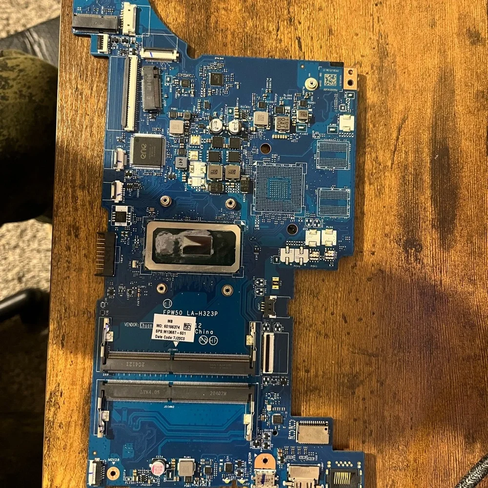 HP Blue Laptop with Advanced Circuitry and Connectors
